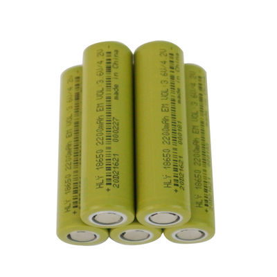 Pilha de bateria recarregável de pouco peso UN38.3 do íon 2200mah 18650 do lítio HLY