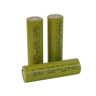 Pilha de bateria recarregável de pouco peso UN38.3 do íon 2200mah 18650 do lítio HLY