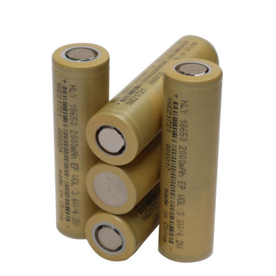 18650 células de bateria solares recarregáveis de 3,6 volts 2000mAh para a eletrónica do lar/Ebike